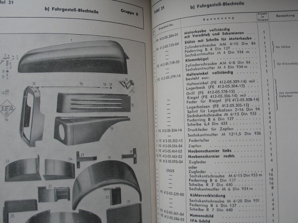 Ersatzteil-Liste Horch Diesel LKW Typ H 3 A, 1951