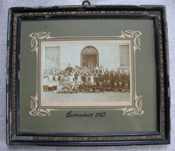 Altes Bild einer Schulklasse, Gattendorf 1912, Johann Steinhäußer