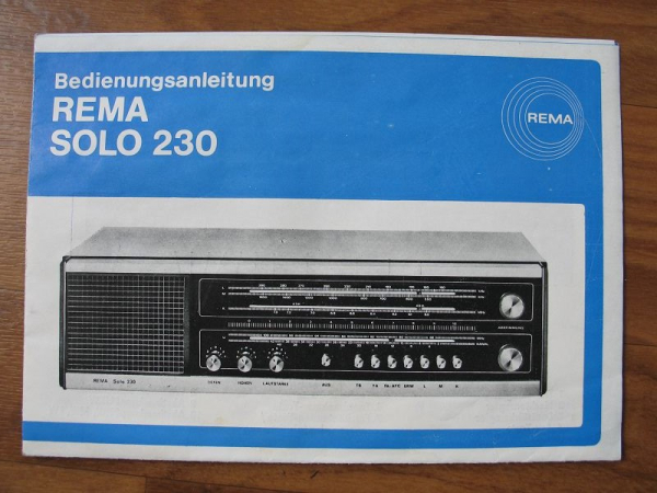 Bedienungsanleitung REMA 230 Solo, Stollberg, DDR 1975