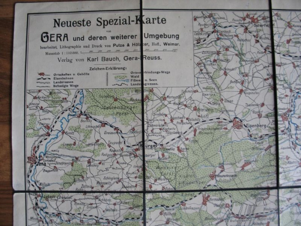 Neueste Spezial-Karte Gera und Umgebung, um 1900