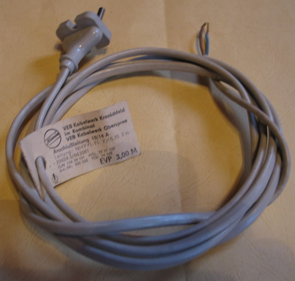 Anschlusskabel, Anschlussleitung, 2 Meter, VEB KWO, NHYYL-FL, DDR, unbenutzt