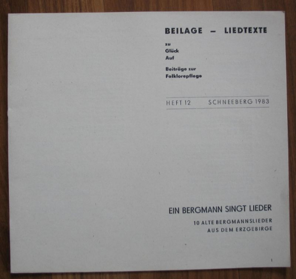 Glück Auf, Bergmannslieder Erzgebirge, DDR 1982