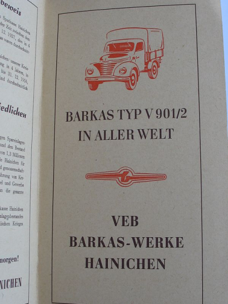 Die Gellertstadt Hainichen, Parkfest 1957, Werbung Barkas V 901/2