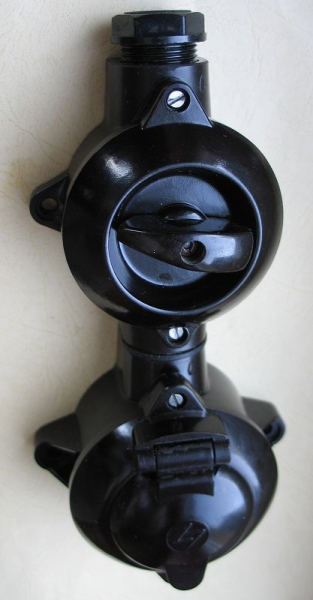 Lichtschalter, Steckdose, Antik, Bakelit