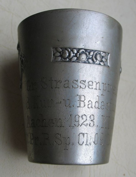 Strassenpreis 1923, Radsportclub Zugvogel 09 Aachen, Kleiner Becher Alpacca