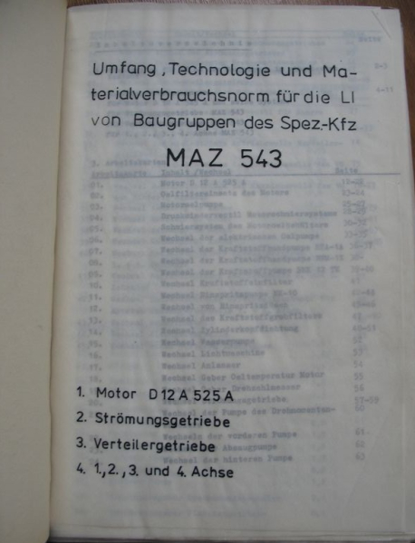 Anleitung, Unterlagen MAZ 543, MAZ-543, МАЗ-543