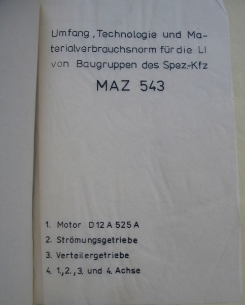 Anleitung, Unterlagen MAZ 543, MAZ-543, МАЗ-543