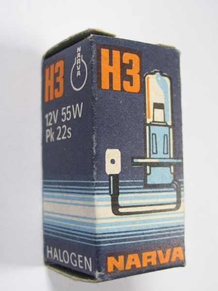 Narva Glühlampe H3 Halogen, 12 Volt, 55 Watt, Pk 22s, DDR, unbenutzt, #15