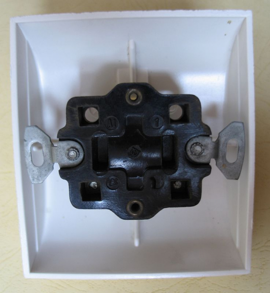 Ausschalter, Lichtschalter, Kippschalter, Bakelit, eckig, hell, UP, #324