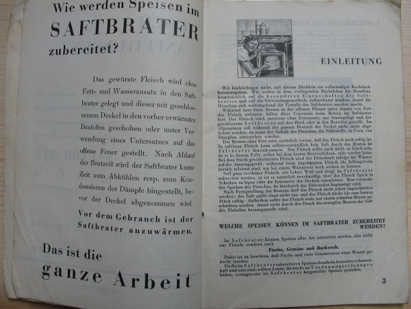 Saftbrater, Herman Wupperman Pinneberg, Anleitung und Rezepte, 1932