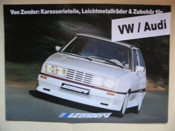 Prospekt Zender, VW / Audi, Golf 1 und 2, Scirocco 1 und 2, Polo, Audi 50, Derby, Santana, Audi Coupe, 100, 200