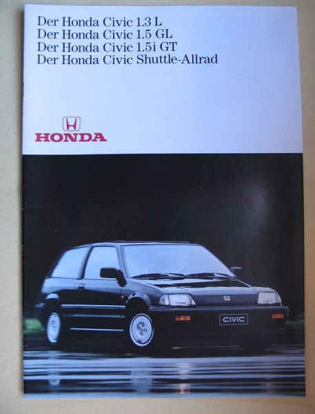 Prospekt Honda Civic, L, GL, GT, Shuttle- Allrad, um 1990, #295
