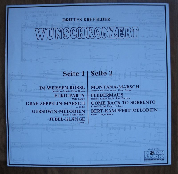 Drittes Krefelder Wunschkonzert, Seidenweberhaus Krefeld, Schallplatte, LP, #448