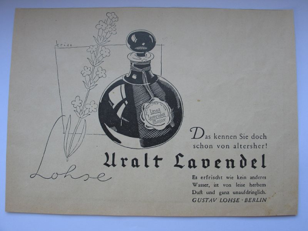 Uralt Lavendel, Gustav Lohse Berlin, Inserat 1929 #1