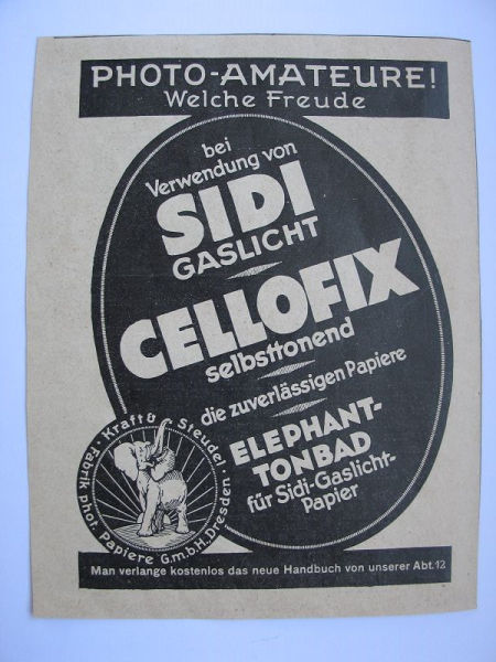 Kraft & Steudel Dresden, Sidi Gaslicht Cellofix- Papier, 1928 #13