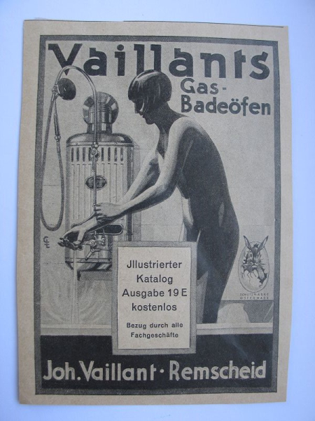Vaillant Remscheid, Gas- Badeöfen, Inserat 1928 #13