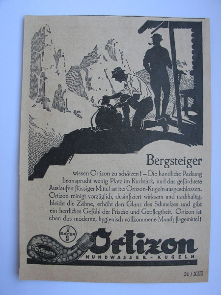 Ortizon Mundwasser- Kugeln, Bayer, Inserat 1928 #13