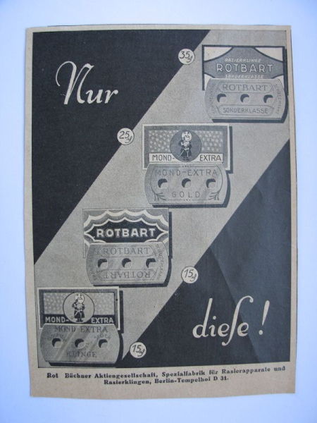 Rotbart Rasierklingen, Rot Büchner AG Berlin- Tempelhof, Inserat 1928 #13