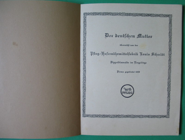 Säuglingspflege in Reim und Bild, Pflug Nährmittelfabrik Louis Schmidt Dippoldiswalde, 1925