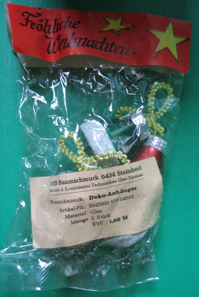 Glöckchen, Deko-Anhänger aus Glas, VEB Baumschmuck Steinheid, DDR