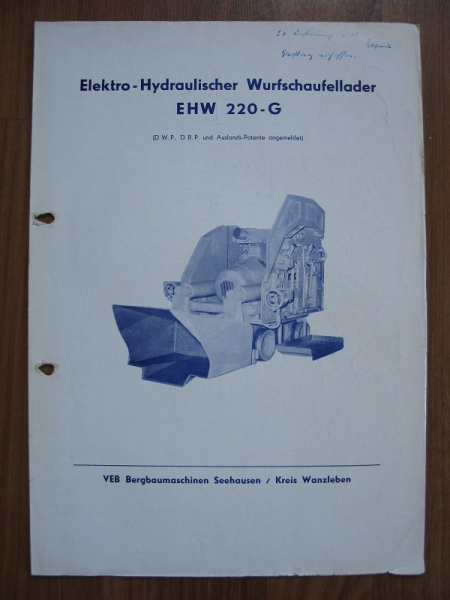 Prospekt Elektro-Hydraulischer Wurfschaufellader EHW 220-G