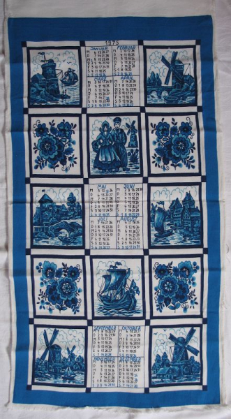 Kalender, Wandbehang aus Stoff, DDR 1975