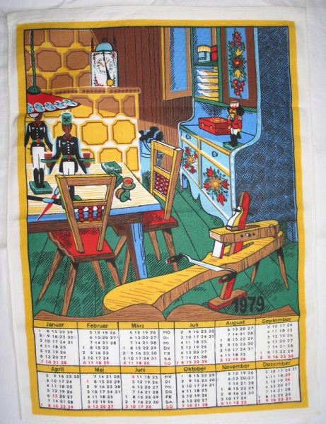 Kalender, Wandbehang aus Stoff, DDR 1979