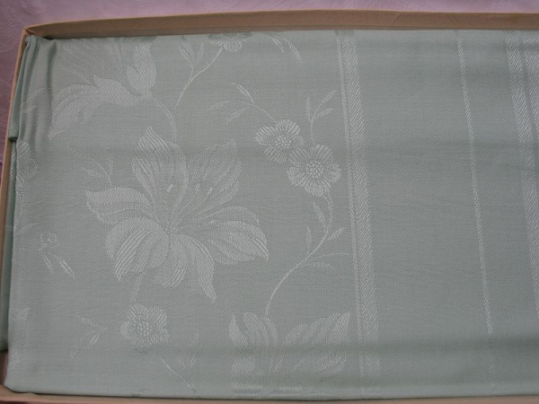 Curt Bauer Teedecke, Tischdecke, hellgrün, 160 x 100 cm, um 1960, DDR, unbenutzt, #tw3