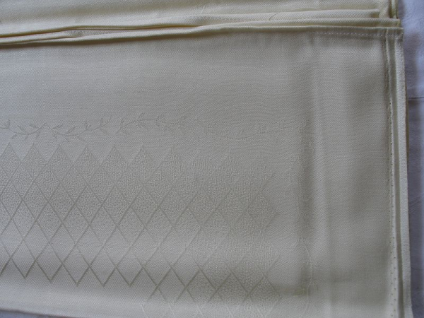 Curt Bauer Teedecke, Tischdecke, gelblich, 160 x 100 cm, um 1960, DDR, unbenutzt, #tw4