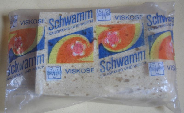 Schwamm Viskose, VEB Chemiefaserkombinat Schwarza, DDR, unbenutzt