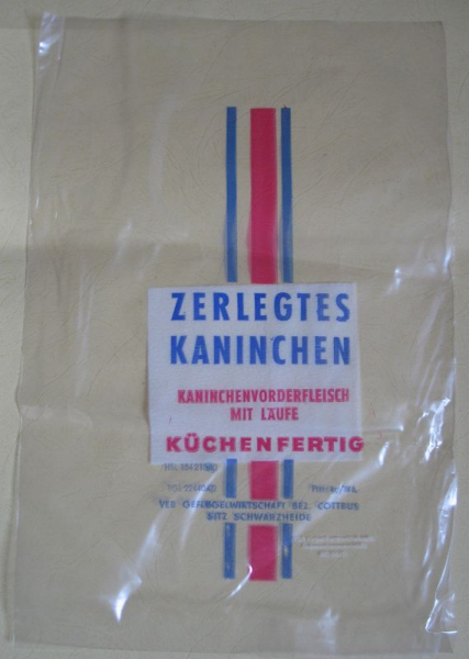 Folietüte DDR, Zerlegtes Kaninchen, Küchenfertig, DDR 70-er Jahre