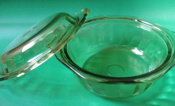 Auflaufform mit Deckel, Saale-Glas Feuerfest, DDR, #5