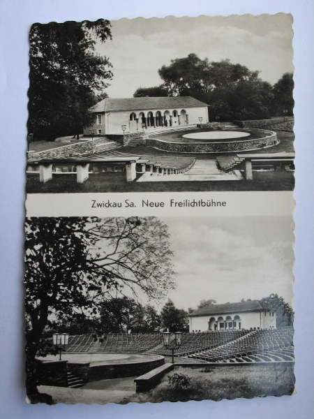 Zwickau, Neue Freilichtbühne, Ansichtskarte 1957, #350