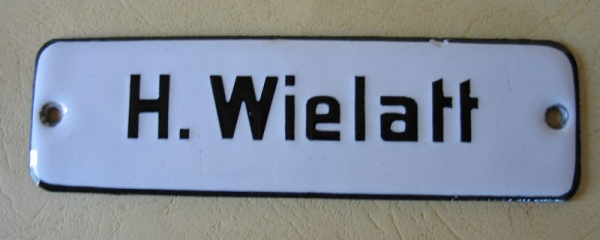 H. Wielatt, Emailschild, Klingelschild, Namensschild, 30-er Jahre