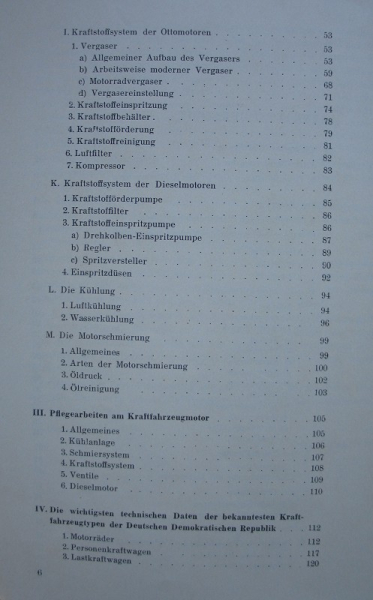 Kraftfahrzeugkunde, Teil 1, DDR 1952, IFA Pionier, Aktivist, EMW, AWO, RT