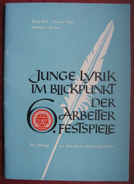 Junge Lyrik, Erny Witt, Günter Paul, Zeulenroda, FDGB, DDR 1964