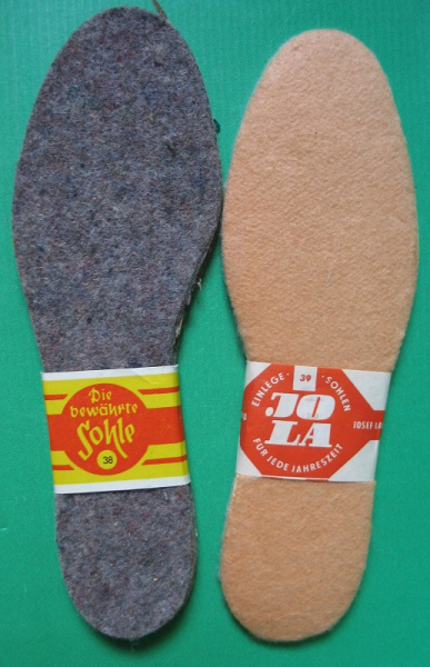2x Einlegesohlen DDR, Josef Langer Glauchau, ERFORDIA, Größe 38- 39