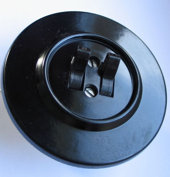 Serienschalter Bakelit, schwarz, rund, Kippschalter, unbenutzt, #328