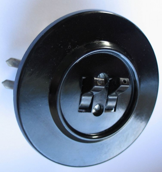 Serienschalter Bakelit, schwarz, rund, Kippschalter, unbenutzt, #328