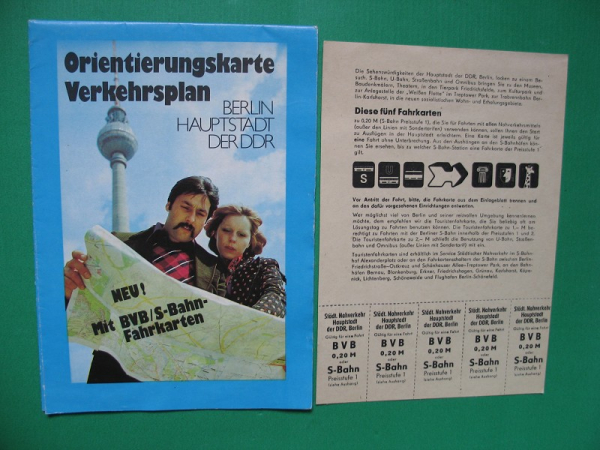 Orientierungskarte, Verkehrsplan Berlin, DDR 1978, + Fahrkarten S-Bahn, BVB