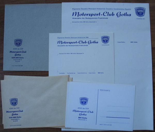 Motorsport- Club Gotha, ADMV der DDR, Briefbögen etc.