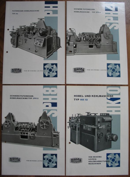 VEB MIHOMA Leipzig, 4 Prospekte 60-er Jahre, Putzmesser-Hobelmaschine