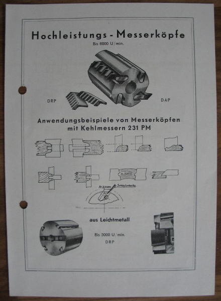 Hochleistungs-Messerköpfe, Franz Bülow Leipzig, Messerwellen, Prospekt 50-er Jahre