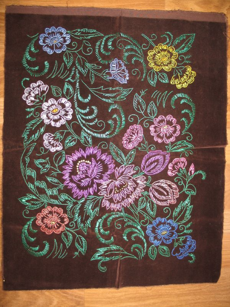 Kissenhülle gestickt, Samt, DDR um 1960, #9