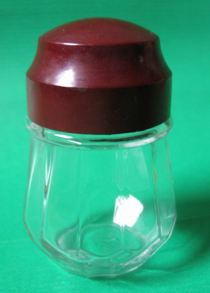 Altes Glas, Senfglas, von Poncet, Deckel Bakelit