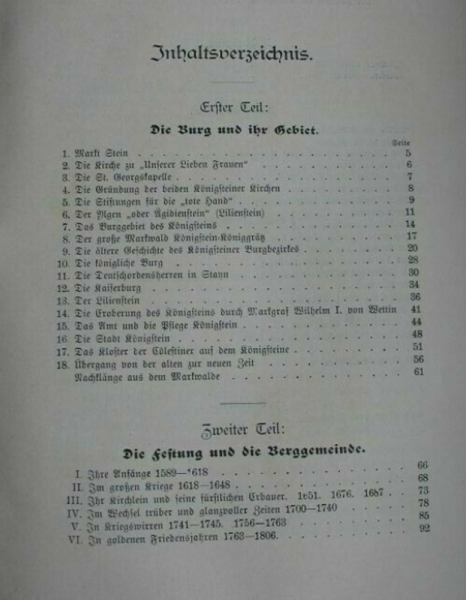 Die Geschichte der Berggemeinde der Festung Königstein, um 1910