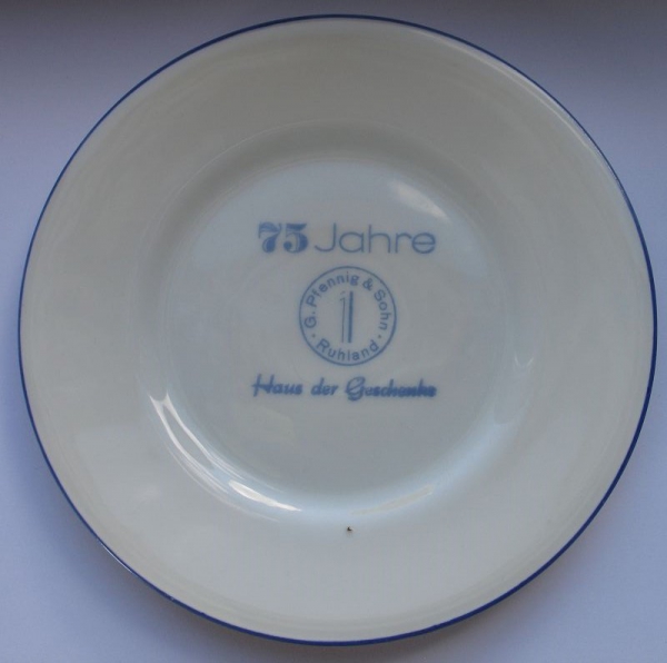 Teller, G. Pfennig & Sohn Ruhland, Haus der Geschenke, 75 Jahre