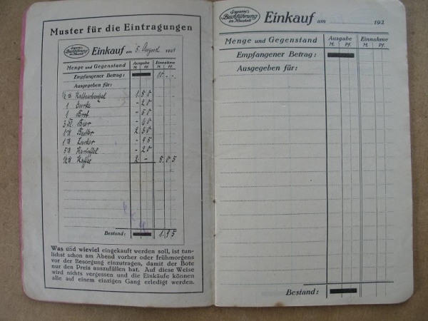 Drogerie Heinrich Hasselmann Berlin Steglitz, Haushaltsbuch, um 1930