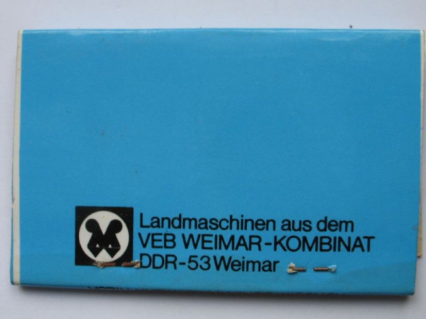 VEB Weimar Kombinat Landmaschinen, Streichholzbrief, DDR