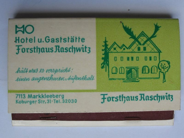 Forsthaus Raschwitz Markkleeberg, Streichholzbrief, DDR